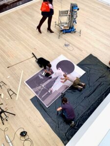 above view of working on large PhoebeNewYork on ground